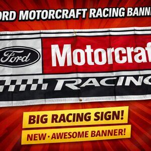 Ford Motorcraft Racing Banner 2x8ft | Garage Racing Decor | Man Cave Wall Banner